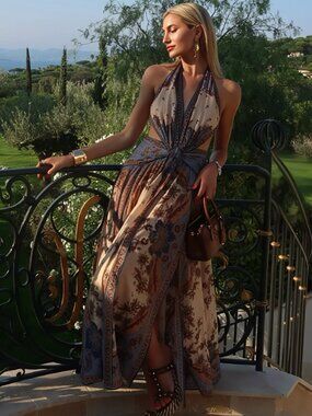 Zimmerman floral blue halter-style super-long dress